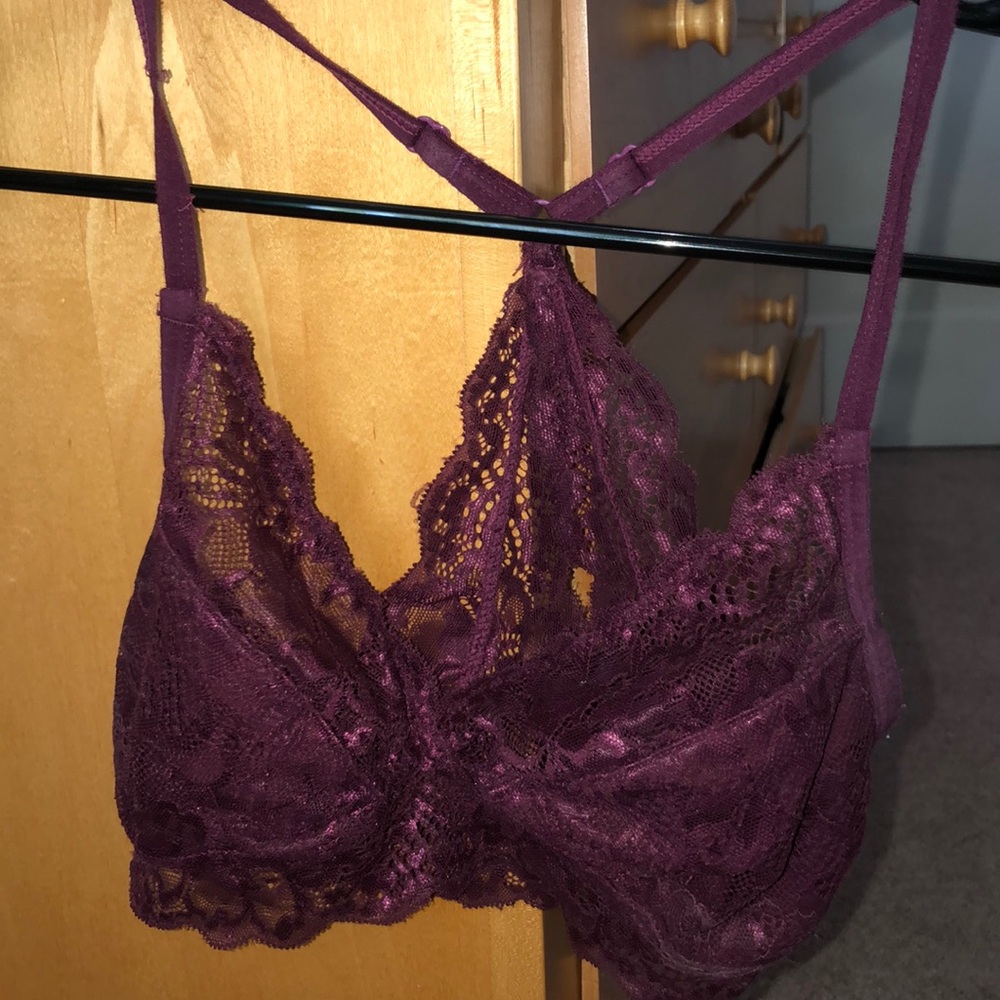 wine red lace bralette